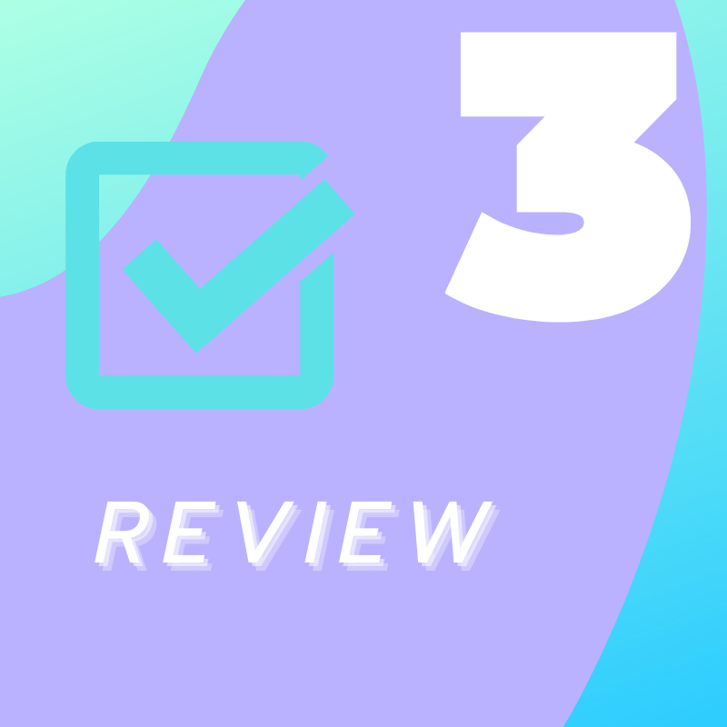 Number 3.Icon labelled “Review”