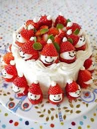 Eatable bake theme showing many Santa faces on top surface on a tiered edible stuff.