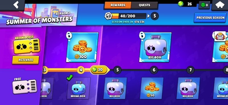 A screenshot of Brawl Stars Brawl Pass.