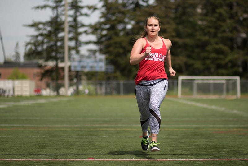 Chapman runs a sprint on May 3, 2016 at the Western track's turf field. 