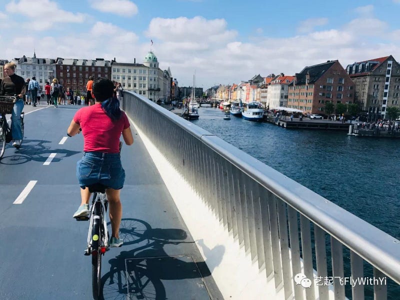 Biking in the street of Copenhagen, Denmark
