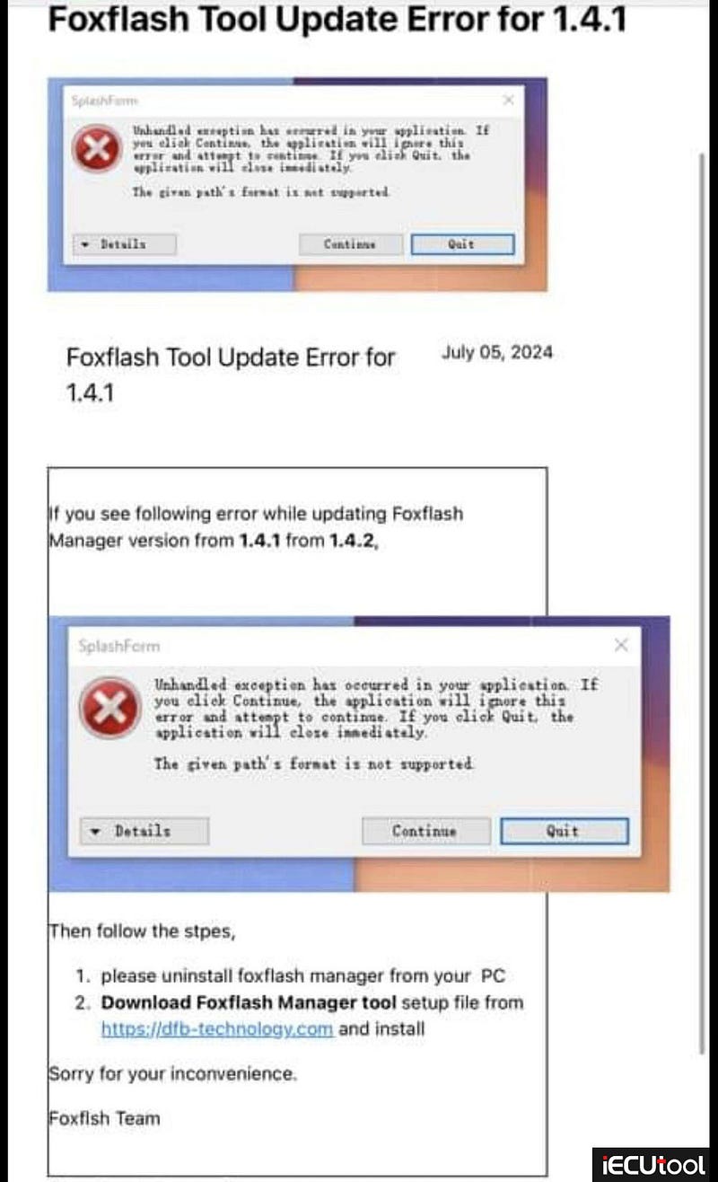 Foxflash Manager Failed to Update to 1.4.2 Solution