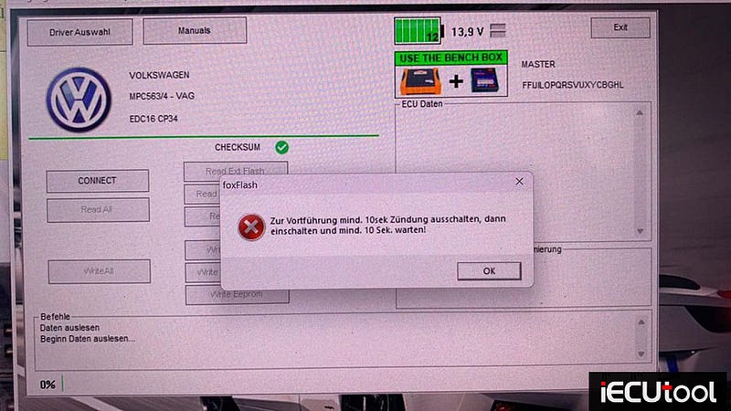 Foxflash VAG EDC16CP34 Bench No Communication Solution