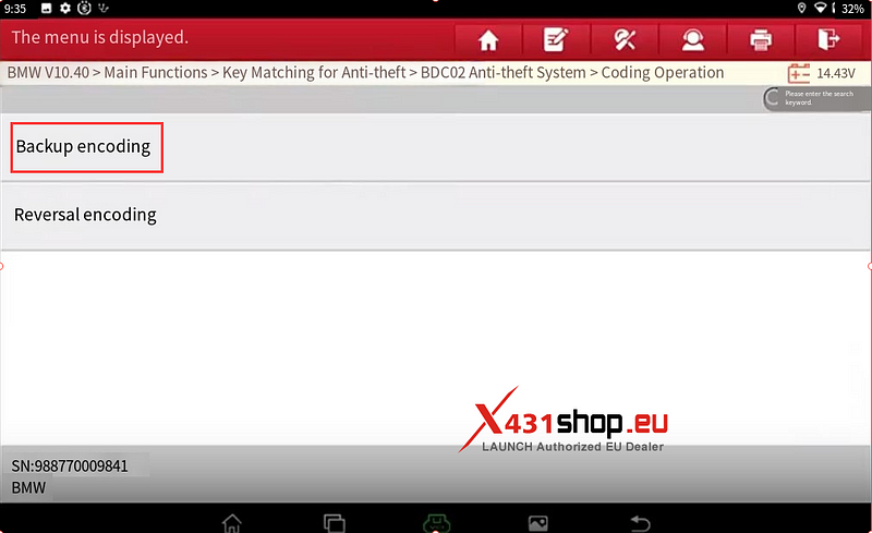LAUNCH X431 IMMO Tool Add BMW BDC2 key