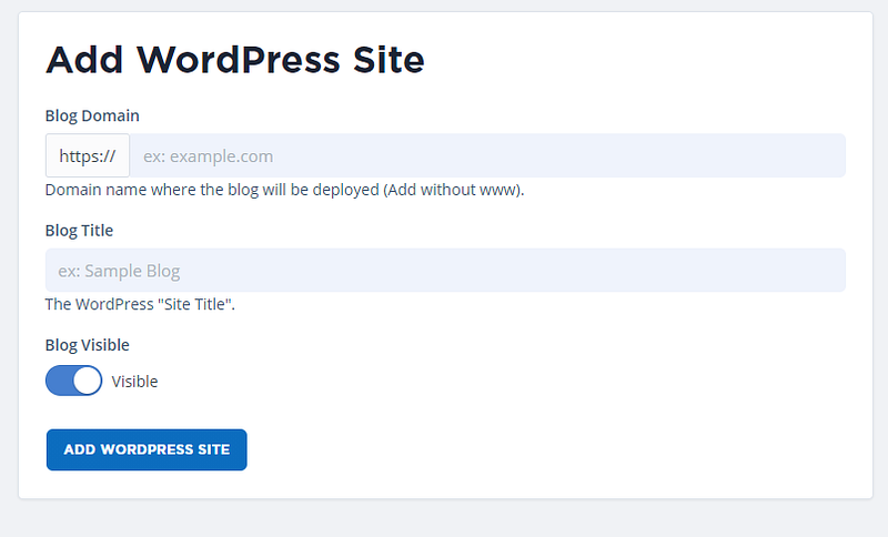 add wordpress site