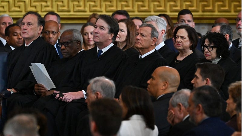 Supreme Court justices attend President Trump's inaugural ceremony on January 20, 2025, at the U.S. Capitol in Washington, D.C.