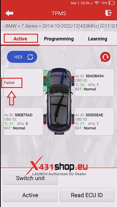 LAUNCH CRT5011 V2_2019 BMW 730Liのタイヤ空気圧学習