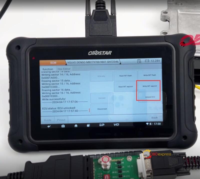 Volvo ECM Read, Write, Unlock with OBDSTAR DC706 on Bench