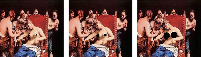 The Death of Cleopatra - nipple censoring