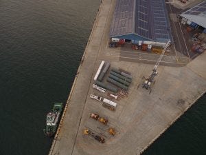 Drone footage shows six train cars placed in a corner of Jurong Port in Singapore’s western industrial area. 