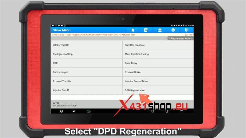 Launch X431 PAD V Elite ISUZU DPF Regeneration Guide