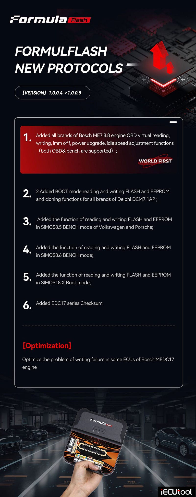 FormulaFlash 1.0.0.5 Adds ME7.8.8 DCM7.1AP Simos 18.x ECUs