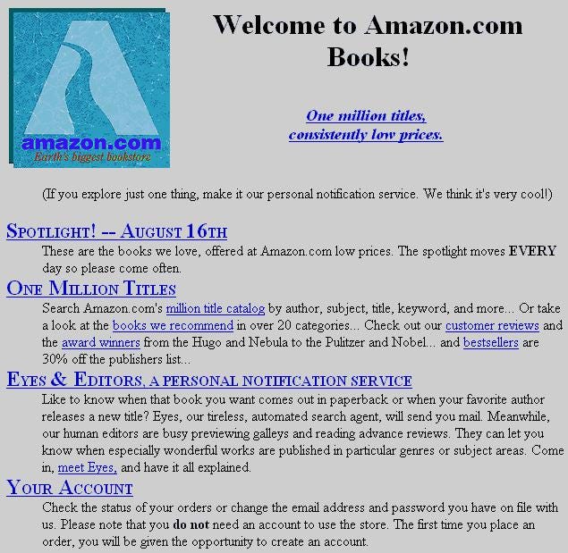 First Version of Amazon Website