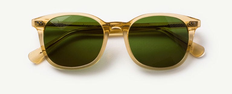 The Classic Specs Logan glasses in Whiskey Crystal.