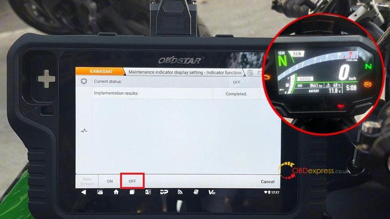 Obdstar Motomaster 2021 Kawasaki 900 Service Lamp Reset
