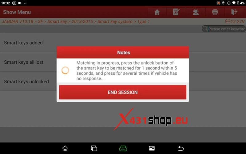 LAUNCH X431 IMMO PLUS Adds 2013–2015 Jaguar XF Smart Key OK