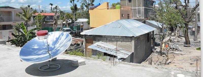 The SunBucket on a roof in Uganda.