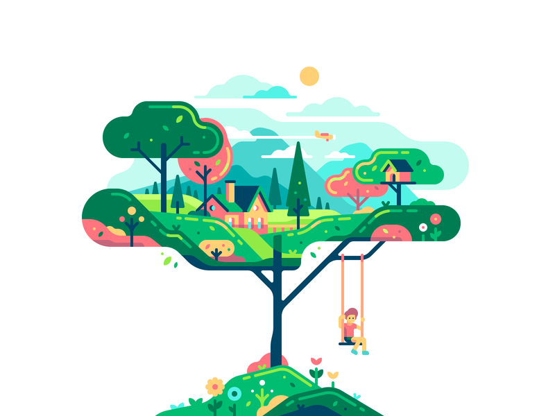 Tree illustration by Yegor Meteor in Iconscout's weekly Design inspiration