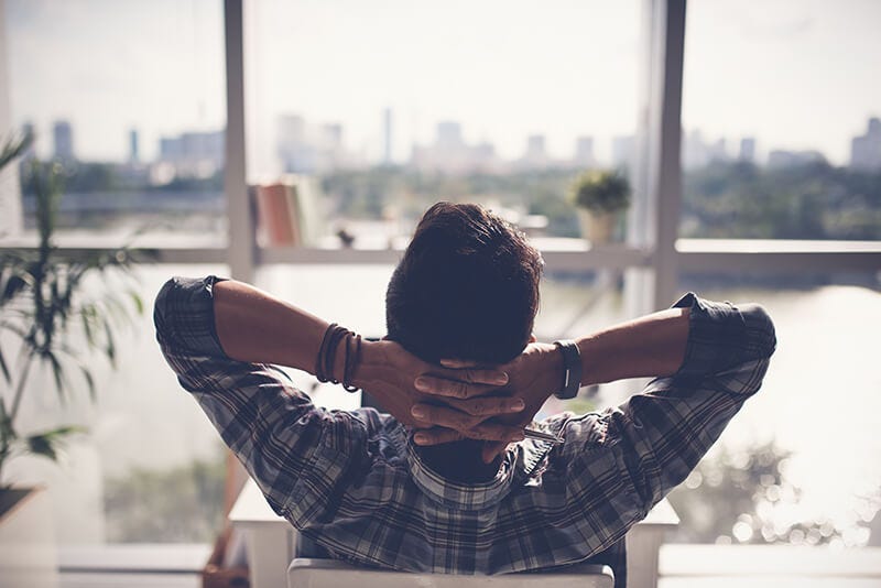 Man relaxing at home