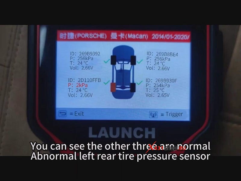 Launch CRT5011E Detect and replace tire pressure sensors on 2017 Porsche Macan