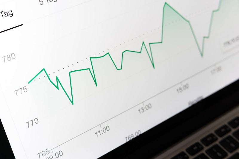 a laptop screen showing a value graph