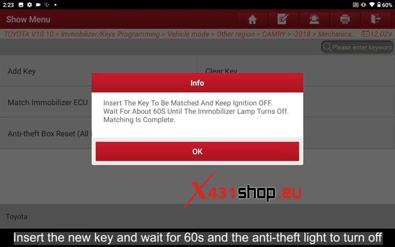 راه اندازی X431 IMMO PLUS و کلید برنامه نویس کلید تویوتا را اضافه کنید