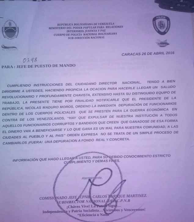 comunicado ministerio interior justicia y apz