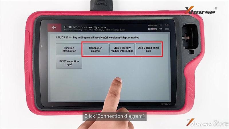 Xhorse Audi BCM2 adapter example use with VVDI Key Tool Plus