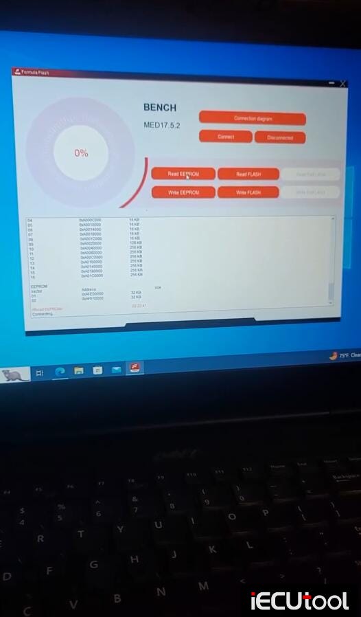 FormulaFlash Read and Write VW MED17.5.2 ECU on Bench