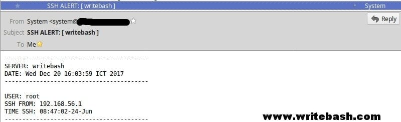 Script send email to admin warning ssh login