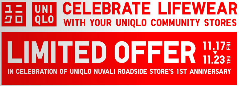 Uniqlo’s call to action expresses a sense of urgency