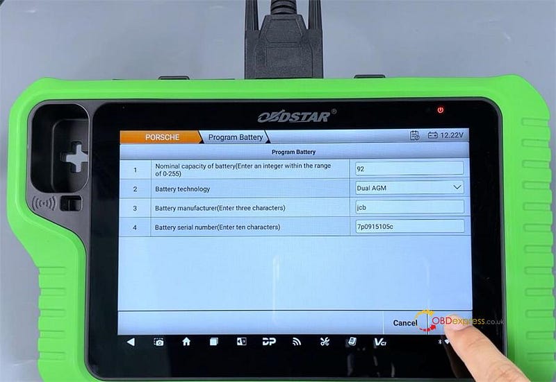 Porsche Cayenne 2018–2023 Program Battery by OBDSTAR X300 Classic G3