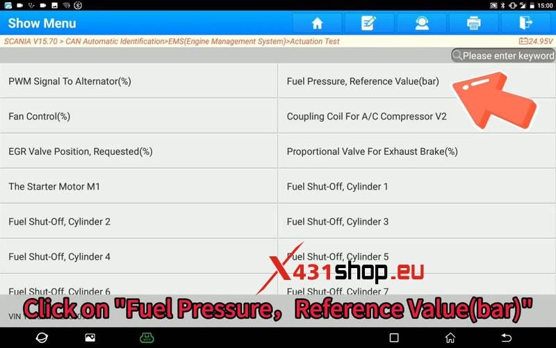 LAUNCH X431 PAD5 HD3 Write Scania Fuel Pressure Reference Value