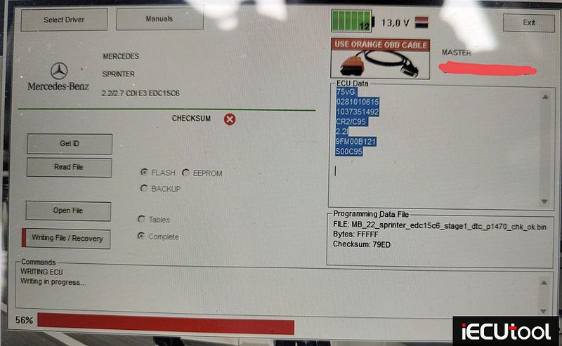 Foxflash Read and Write Mercedes EDC15C6 via OBD or Bench