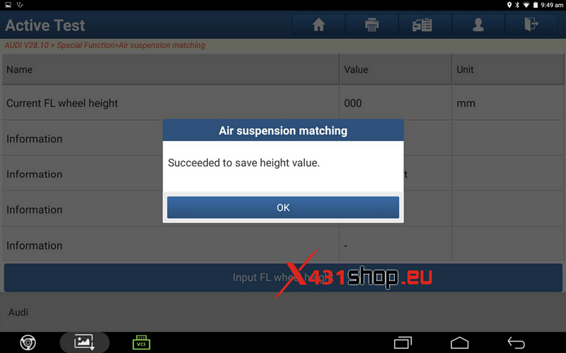 LAUNCH X431 Special Functions_Air Suspension Matching