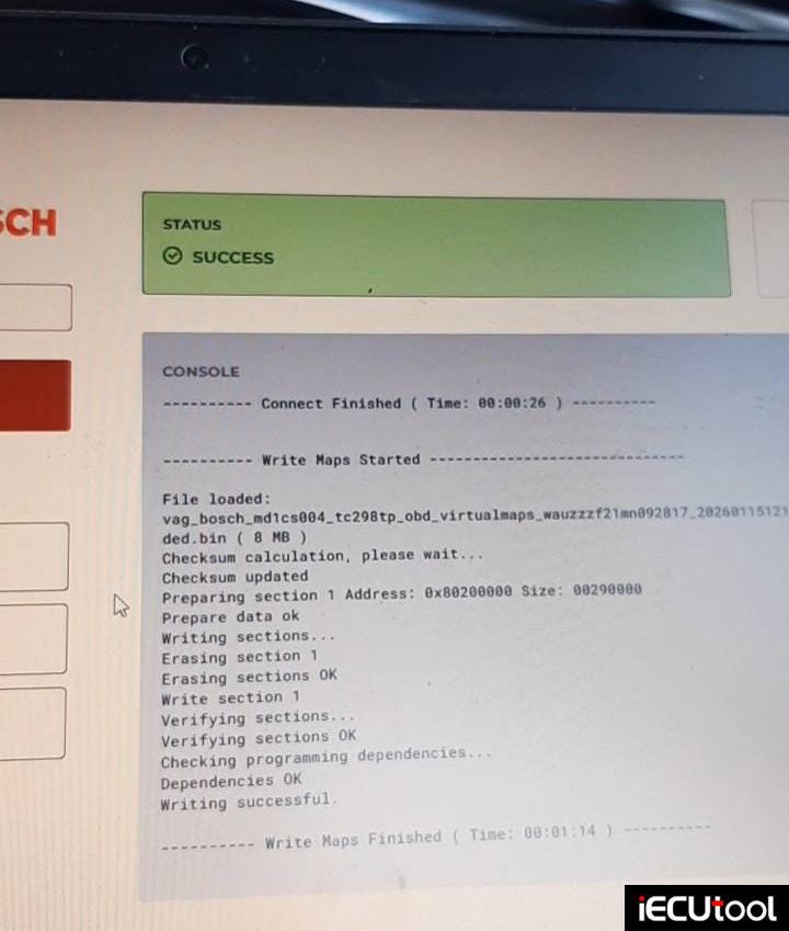 Flex Read and Write Audi A6 MD1CS004 ECU via OBD VR