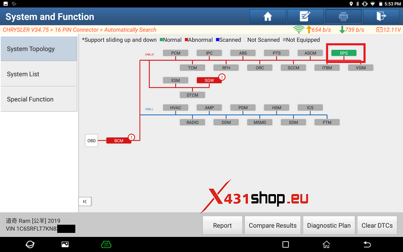 LAUNCH-X431 Clear Steering Pull Compensation for CHRYSLER RAM1500