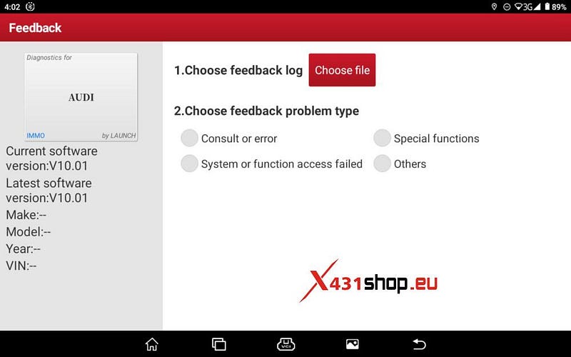 بازخورد تشخیصی را در دستگاه LAUNCH-X431 IMMO ارسال کنید