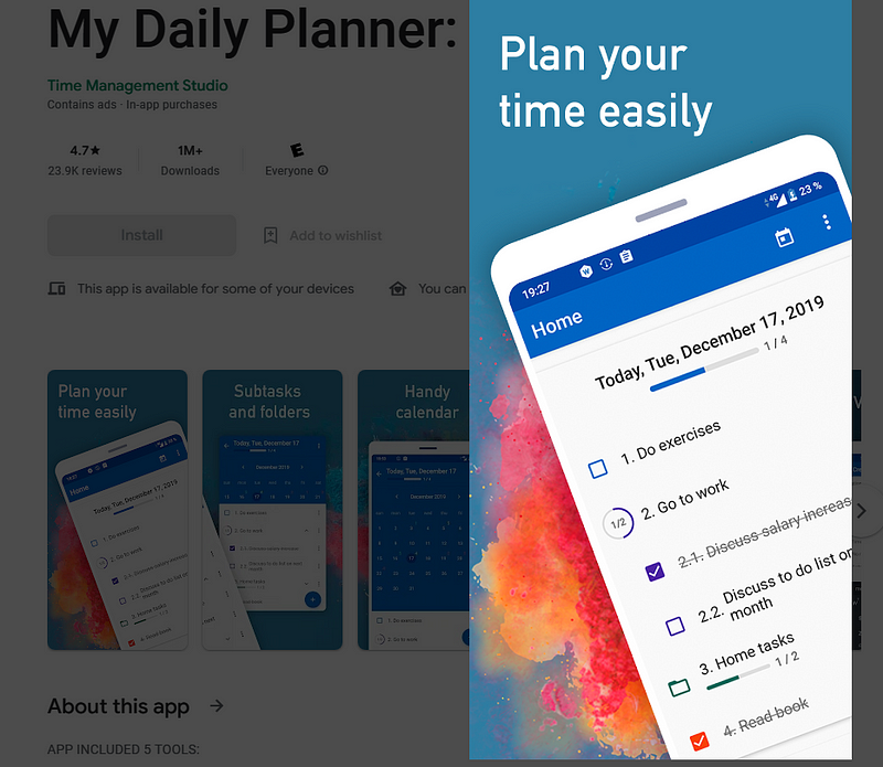 My Daily Planner on Play Store - best time management apps