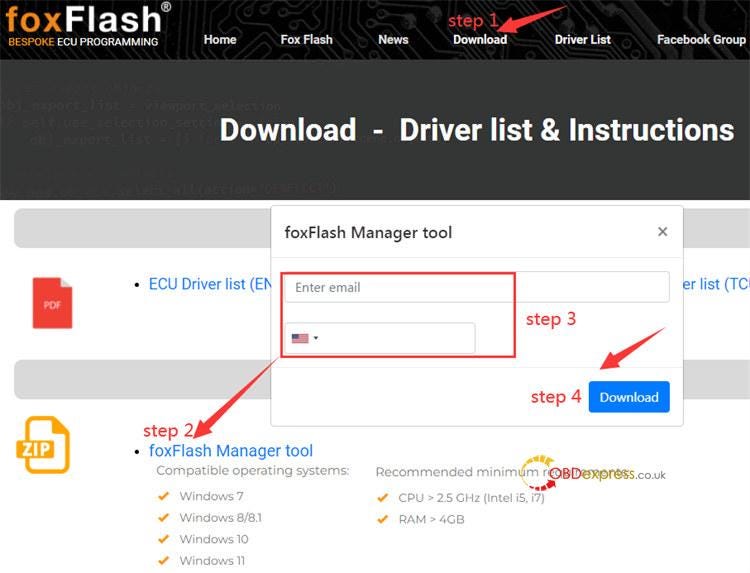 install and activate FoxFlash software