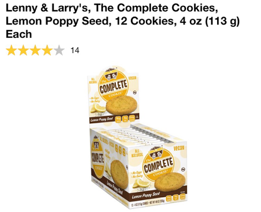 كوكيز البروتين النباتي Lenny & Larry's, The Complete Cookie