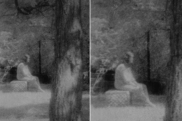 woman sitting at scary place