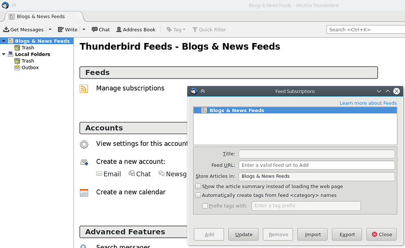 Thunderbird Manage Subscriptions