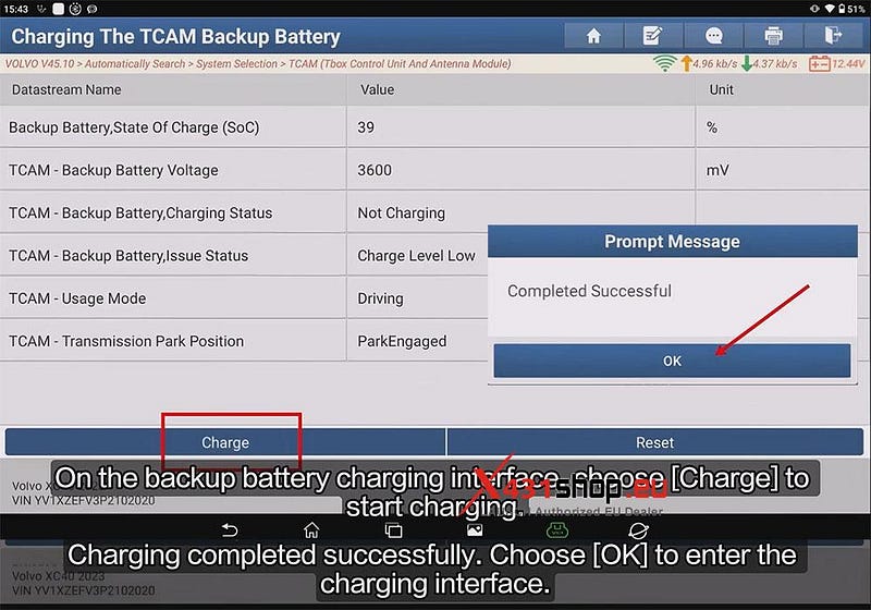 LAUNCH X431 PAD Reset VOLVO XC40 After TCAM Backup Battery Change
