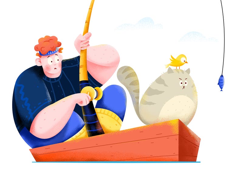 Fishing by Uran for Fireart Studio in Illustration in Iconscout's Design Inspiration