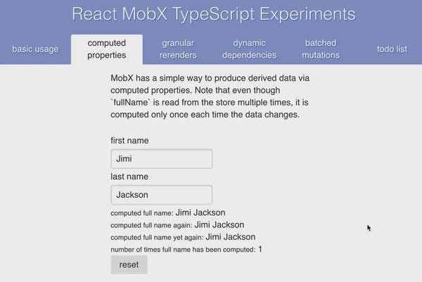 react-mobx-typescript-experiments by @ryanatkn: MobX core concepts. Typescript.  #reactjs