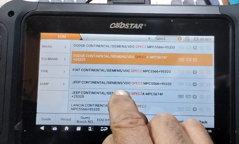 OBDSTAR DC706 Clone Jeep GPEC2 ECM in Boot Mode