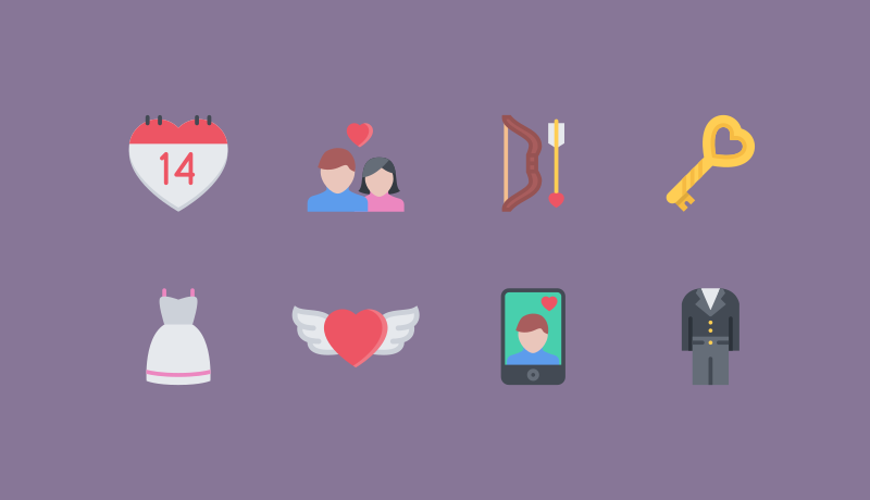 Love Flat Icons for Valentine by Nikita Golubev