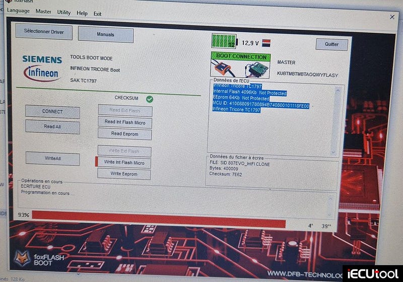 Foxflash Clone Peugeot SID807EVO ECU in Boot Mode
