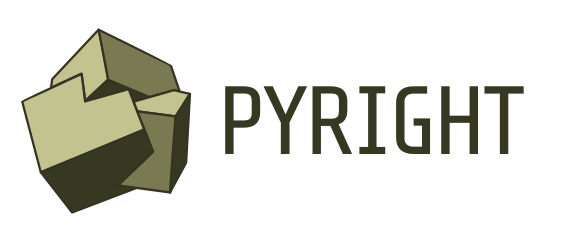 The logo of pyright made up by three blocks wrapped inside each other before the text pyright.
